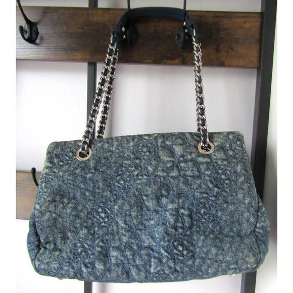 Chanel Denim Blue Camellia Just Mademoiselle Bowler Bag - Picture 3 of 12